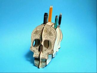 骷髅头立体笔筒DIY废物利用的创意制作图
