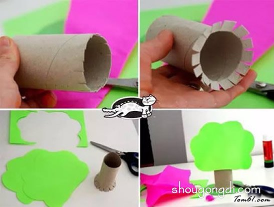 幼儿果树手工制作 简单卷纸筒树木的做法图片2