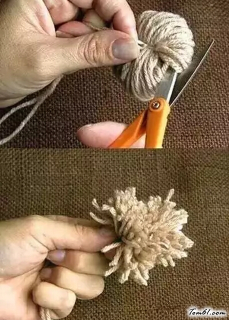 旧毛线做毛球毡的手工制作教程图解图片3