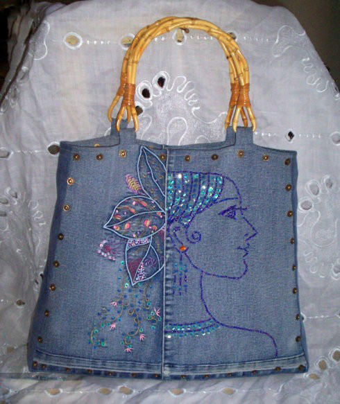 牛仔裤改制手提包的废物利用的创意制作图