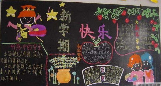 新学期快乐生活-黑板报版面设计图