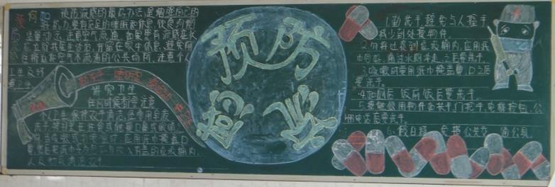 春季预防流感1-黑板报版面设计图