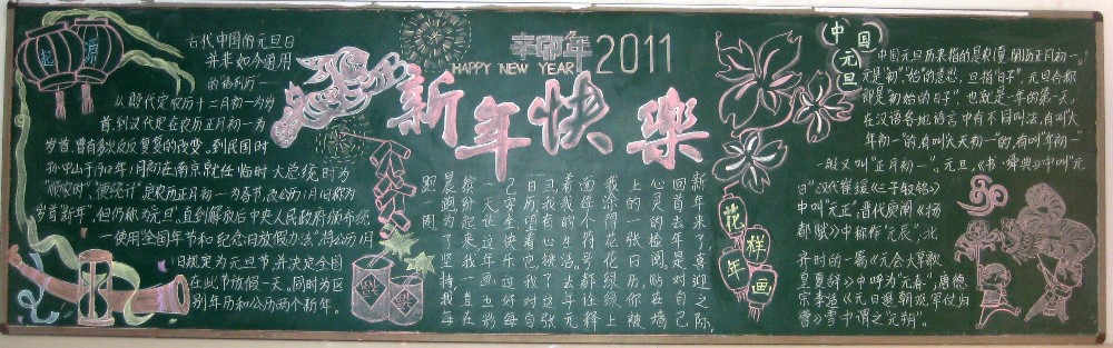 新年快乐祝福黑板报图片1