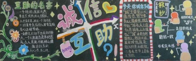 诚信互助黑板报图片1
