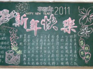 新年快乐祝福-黑板报版面设计图