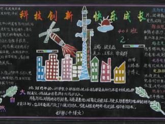 科技创新快乐成长-黑板报版面设计图