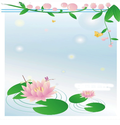 夏天黑板报花边图案-池中荷花图片1