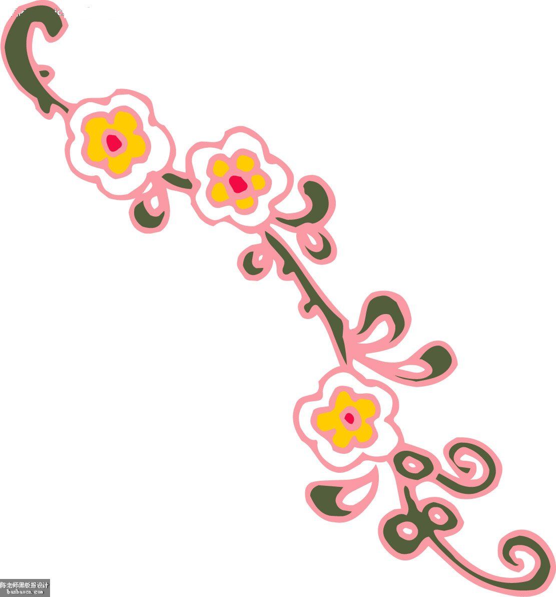 简单黑板报花边图案傲雪寒梅图片1