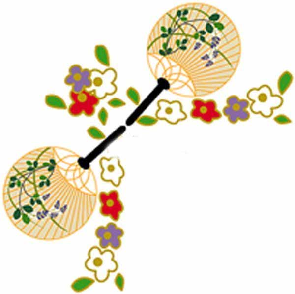 夏天黑板报花边图案-小扇子和花朵图片1