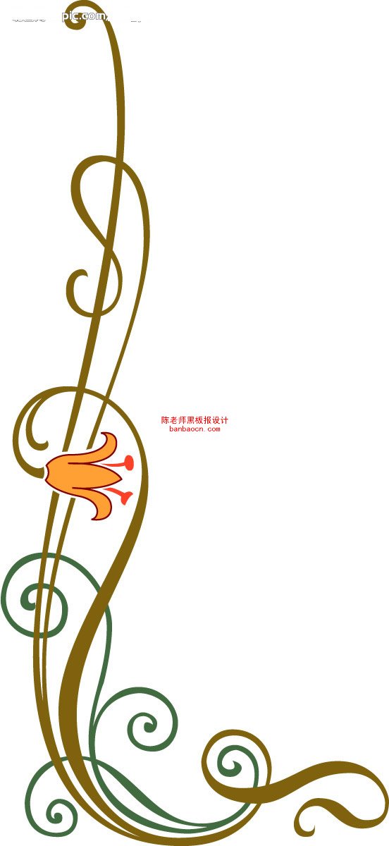 简单黑板报花边图案-美丽的小花图片1