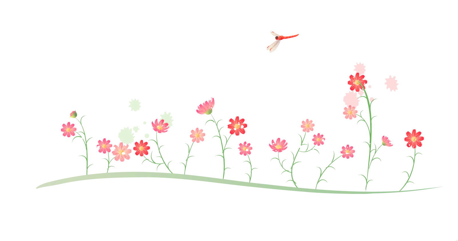 小学生黑板报花边图案-红色的小蜻蜓图片1