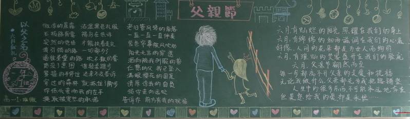简单好看的父亲节黑板报图片-以父之名图片1