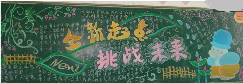 新学期主题黑板之全新起点挑战未来图片1