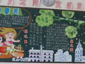 迎接春天2-黑板报版面设计图