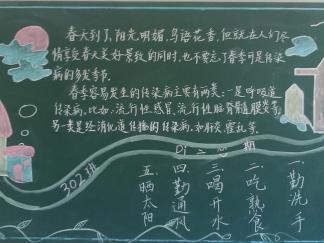 春季预防流感-黑板报版面设计图