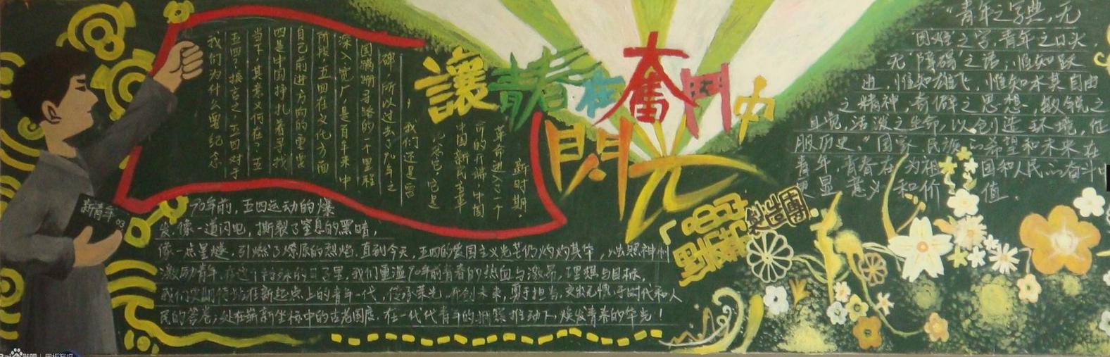 让青春在奋斗中闪光-黑板报版面设计图