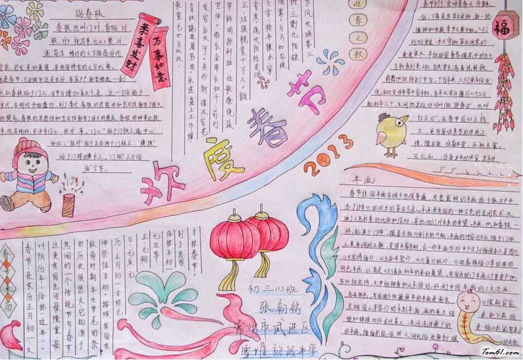 快乐春节手抄报设计版面图图片1