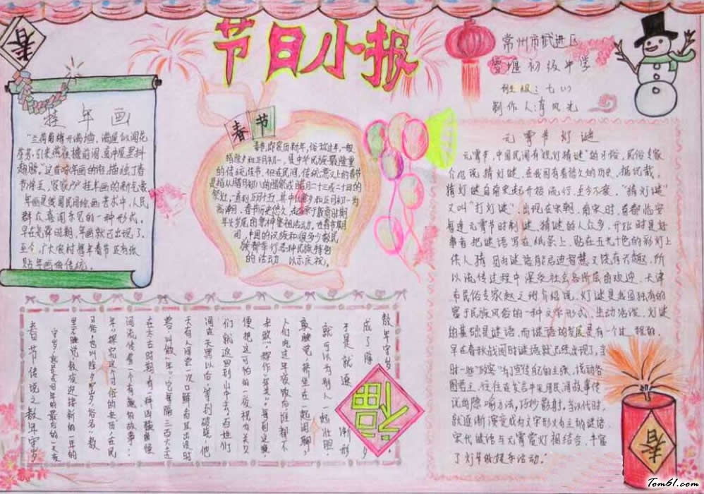 快乐春节手抄报设计版面图2图片1