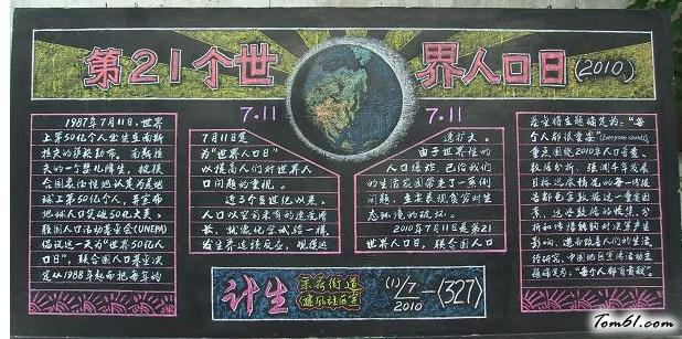 世界人口日-黑板报版面设计图图片1