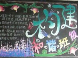 构建和谐-黑板报版面设计图