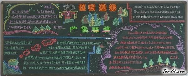 植树造林-黑板报版面设计图图片1