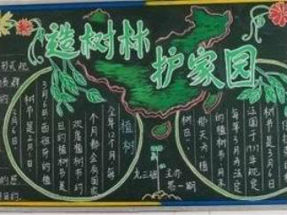 造树护林-黑板报版面设计图