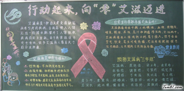社区宣传艾滋知识黑板报版面设计图图片1