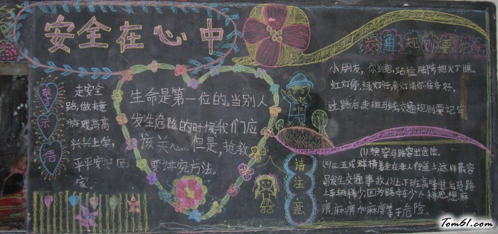 安全在心中小学生黑板报版面设计图图片1