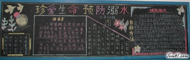 珍爱生命中学生黑板报版面设计图图片1