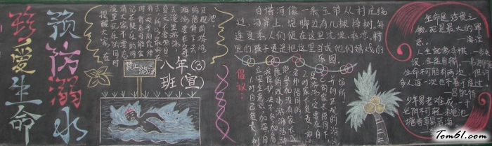 防溺水中学生黑板报版面设计图图片1