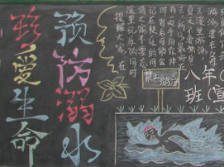 防溺水中学生黑板报版面设计图