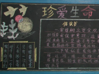 珍爱生命中学生黑板报版面设计图
