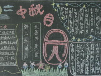 中秋月黑板报版面设计图