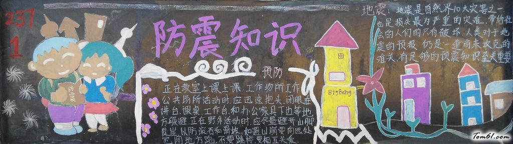 防震安全黑板报版面设计图图片1