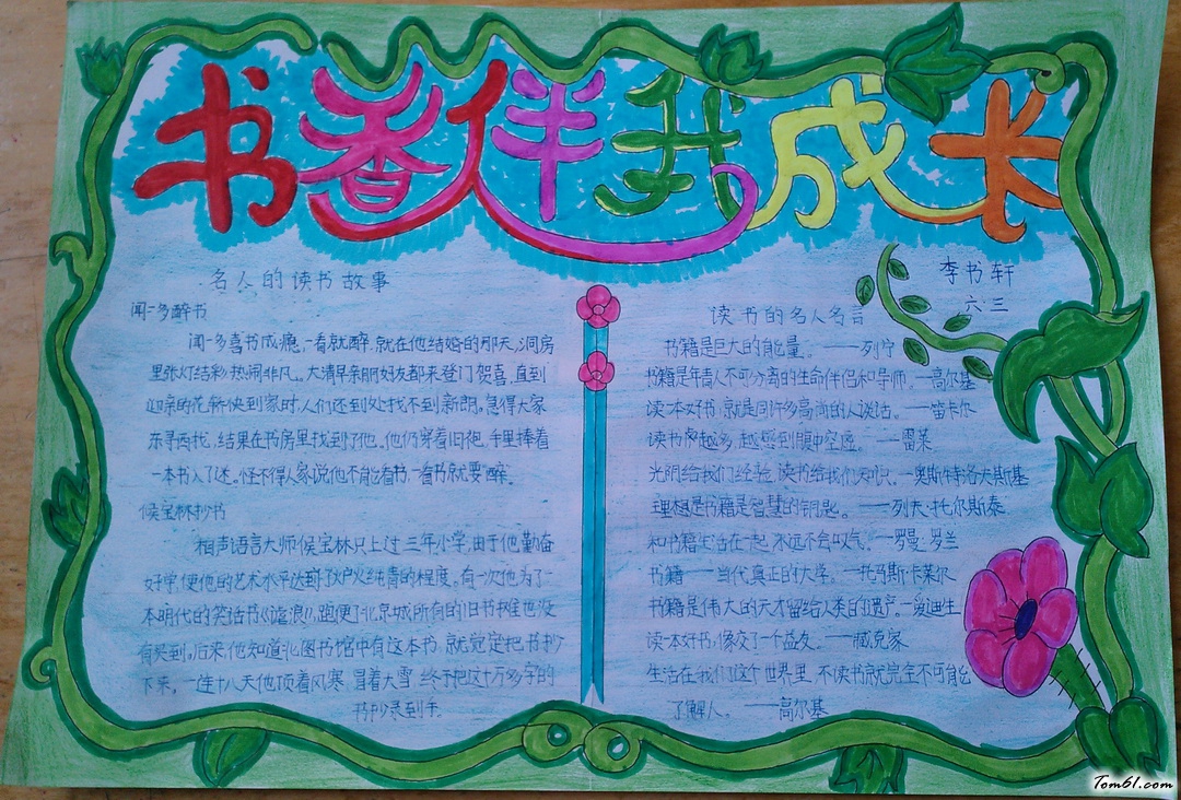 书香伴我成长手抄报版面设计图3图片1