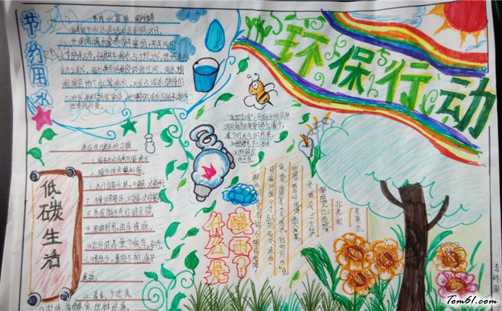 五年级环保行动手抄报版面设计图图片1