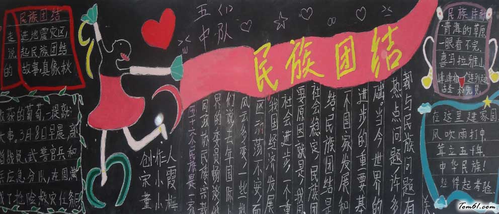 小学民族团结黑板报版面设计图图片1