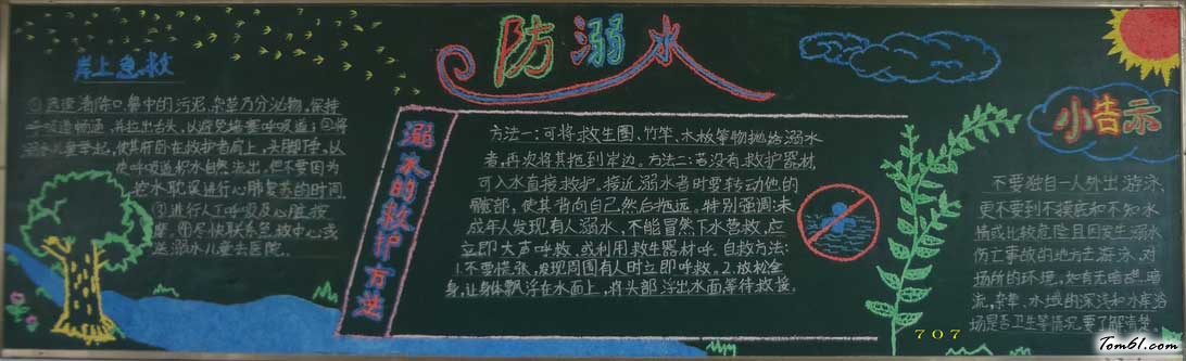 小学生防溺水黑板报版面设计图3图片1