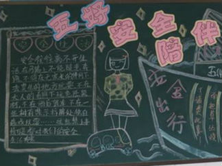 小学生安全陪伴黑板报版面设计图