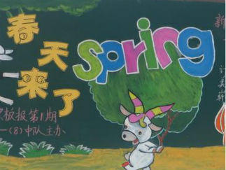 小学生精美的春天主题黑板报版面设计图