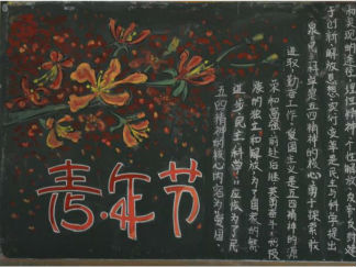 我们的青春五四青年节水粉画黑板报版面设