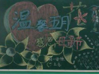 感恩母亲节温馨五月花黑板报版面设计图