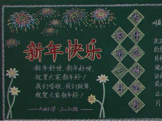 2016小学生春节优秀黑板版面设计图