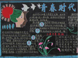 青春时代灿烂辉煌五四青年节黑板报版面设