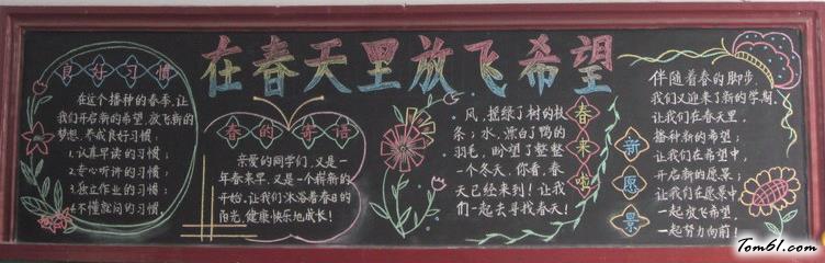 在春天里放飞希望黑板报版面设计图图片1