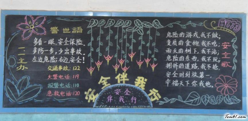 小学生安全伴我行黑板报版面设计图图片1