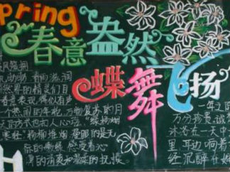 春意盎然蝶舞飞扬好看的春天黑板报版面设