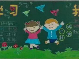小学生学习主题的黑板报版面设计图