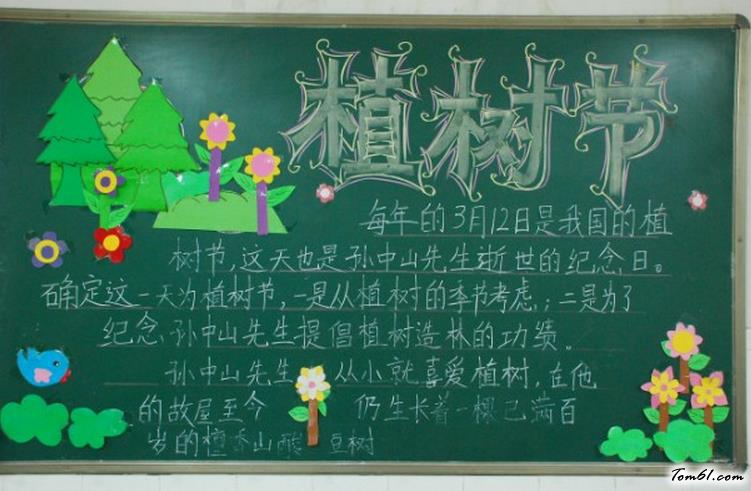 简单的植树节黑板报版面设计图图片1