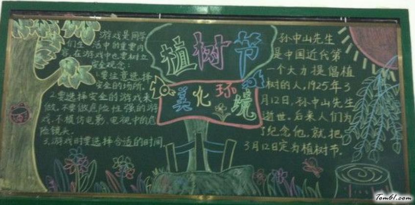 简单的植树节黑板报版面设计图3图片1